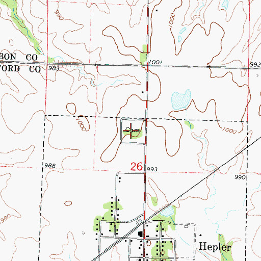 Topographic Map of Hepler Cemetery, KS