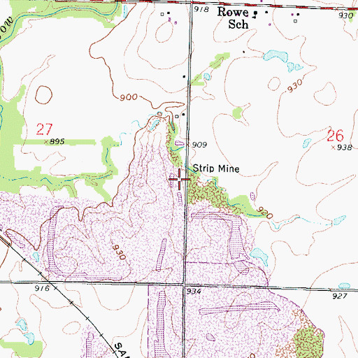 Topographic Map of Rowe Cemetery, KS