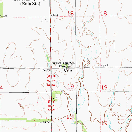 Topographic Map of Crystal Springs Cemetery, KS