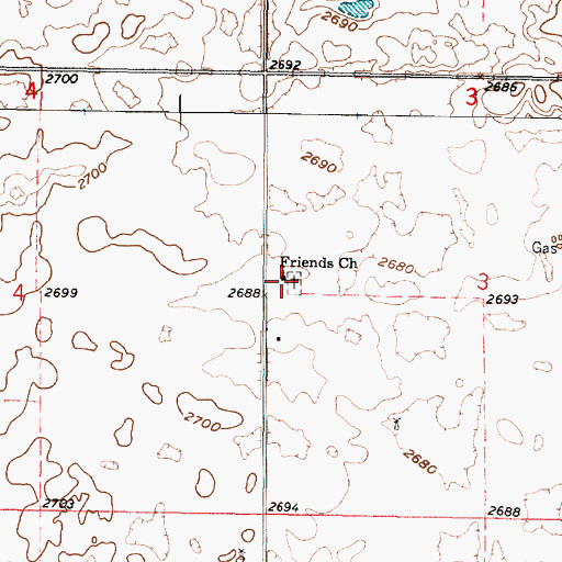 Topographic Map of West Glendale Cemetery, KS