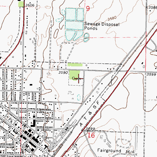 Topographic Map of Elkhart Cemetery, KS
