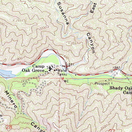 Topographic Map of Susanna Canyon, CA