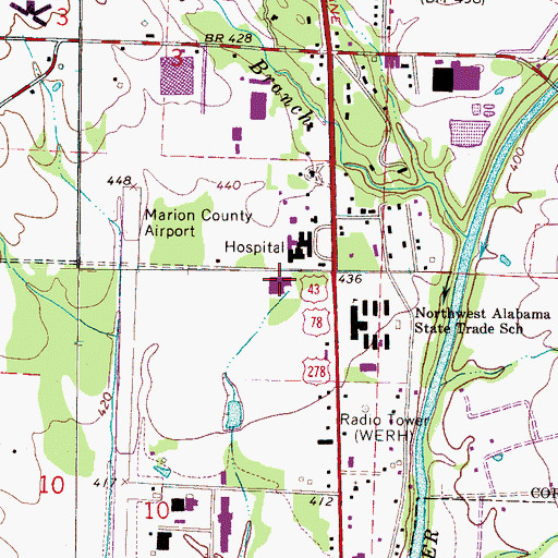 Topographic Map of Hamilton Aged and Infirmed Center, AL