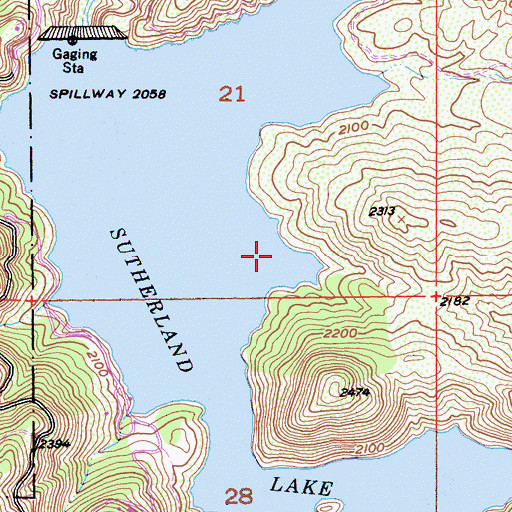 Topographic Map of Lake Sutherland, CA