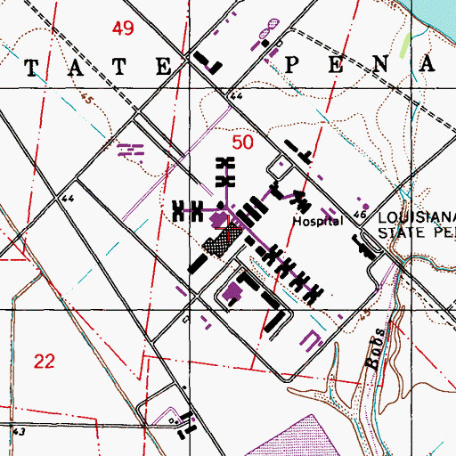 Topographic Map of Louisiana State Penitentiary, LA