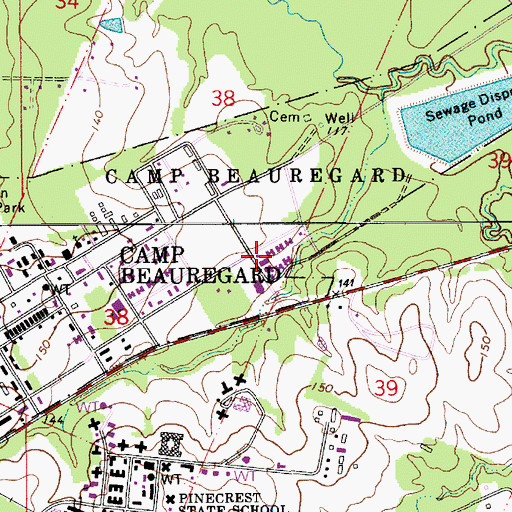 Topographic Map of J Levy Dabadie Correctional Center, LA
