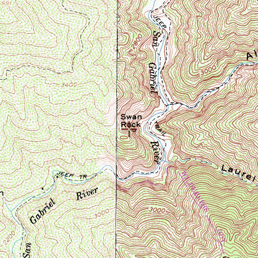 Topographic Map of Swan Rock, CA