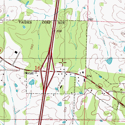 Topographic Map of Carroll - Montgomery County / Regional Correctional Facility, MS