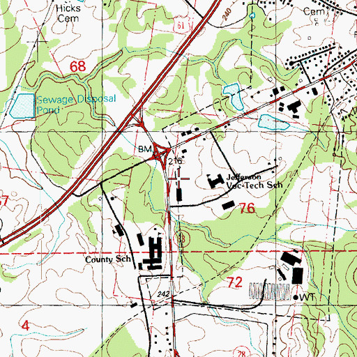 Topographic Map of Jefferson - Franklin County / Regional Correctional Facility, MS
