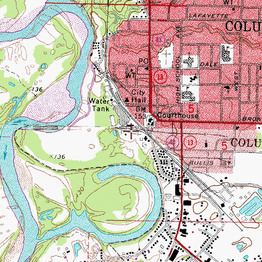 Topographic Map of Marion - Walthall County / Regional Correctional Facility, MS