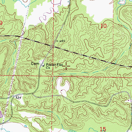 Topographic Map of Winston - Choctaw County / Regional Correctional Facility, MS