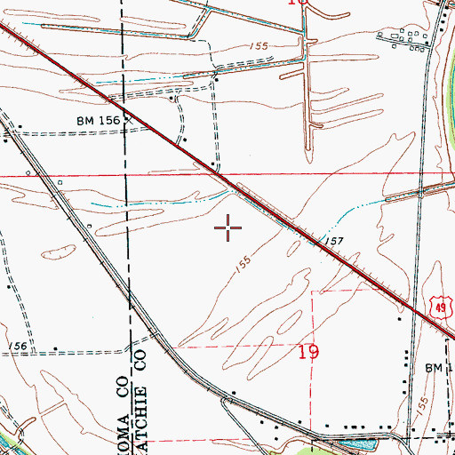Topographic Map of Tallahatchie County Correctional Facility, MS
