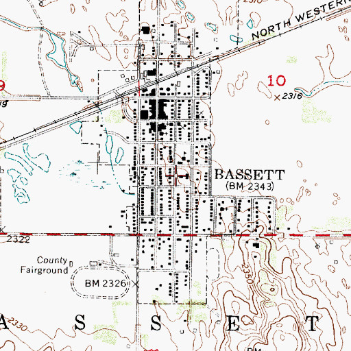 Topographic Map of Bassett Police Department, NE