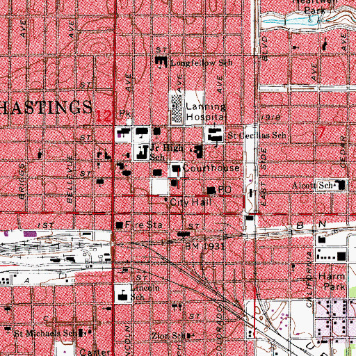Topographic Map of Adams County Sheriff, NE