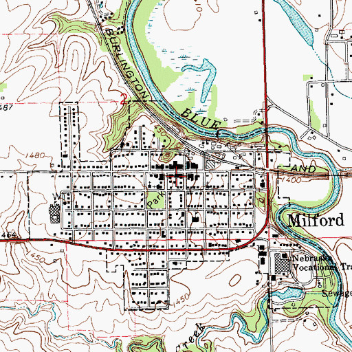 Topographic Map of Milford Police Department, NE