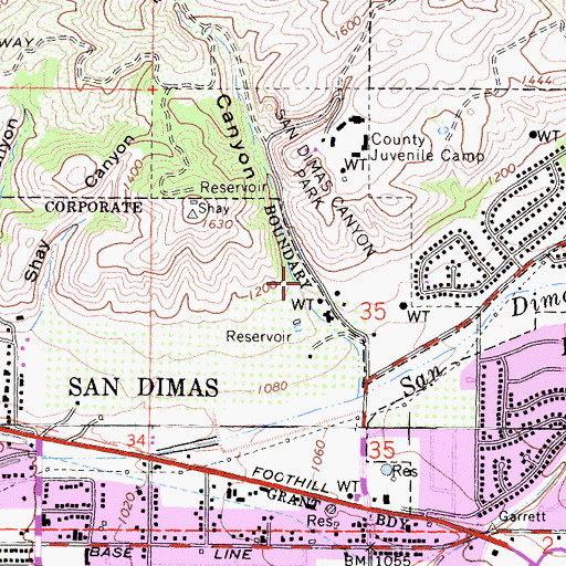 Topographic Map of Sycamore Canyon, CA