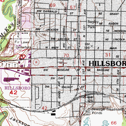 Topographic Map of Washington County Jail, OR