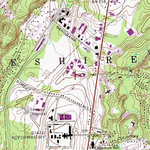 Topographic Map of Manson Youth Correctional Institution, CT
