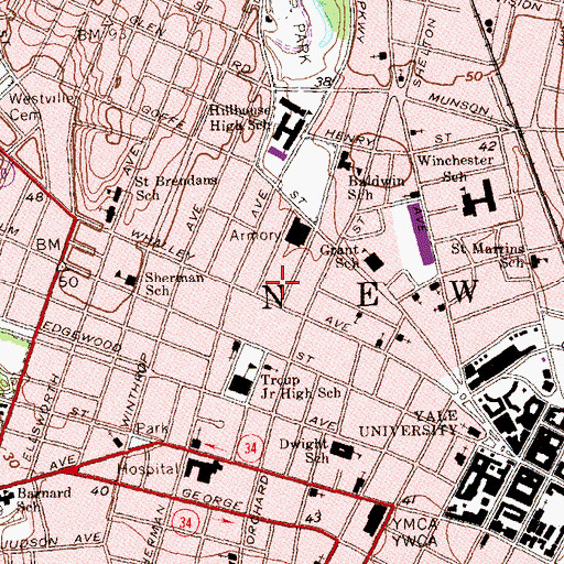 Topographic Map of New Haven Correctional Center, CT