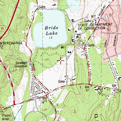 Topographic Map of York Correctional Institution, CT