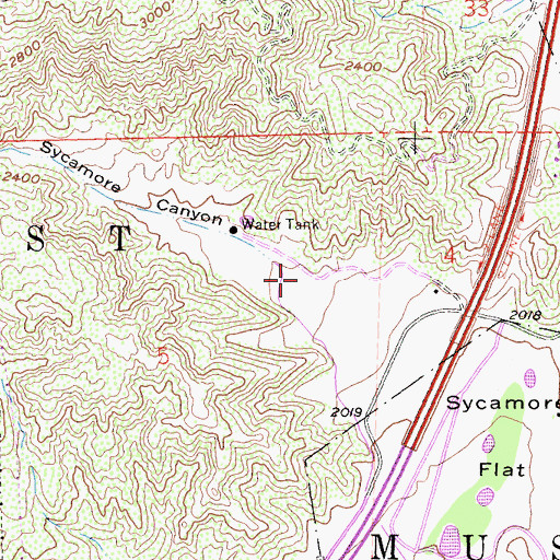 Topographic Map of Sycamore Canyon, CA