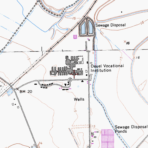 Topographic Map of Deuel Vocational Institution, CA