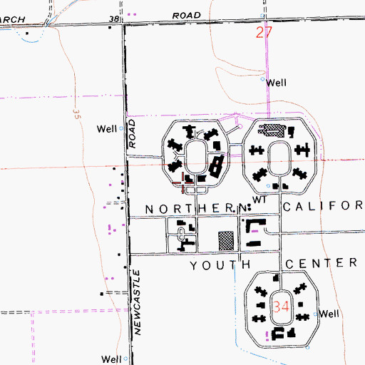 Topographic Map of O H Close Youth Correctional Facility, CA