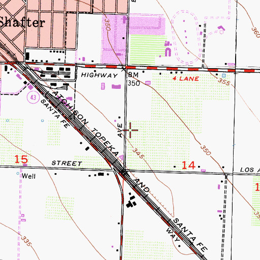 Topographic Map of Shafter Modified Community Correctional Facility, CA