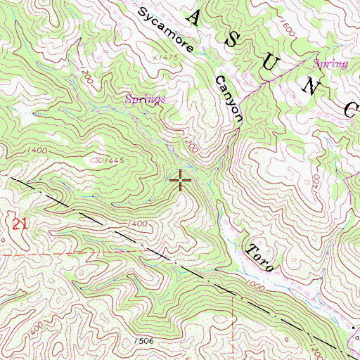 Topographic Map of Sycamore Canyon, CA
