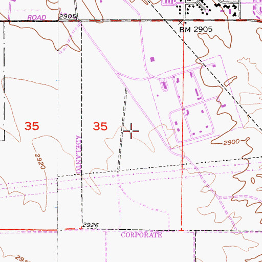 Topographic Map of Federal Correctional Institution Victorville Medium 1, CA