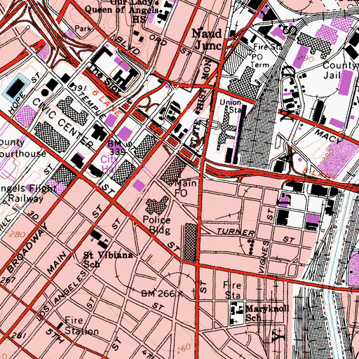 Topographic Map of Metropolitan Detention Center Los Angeles, CA