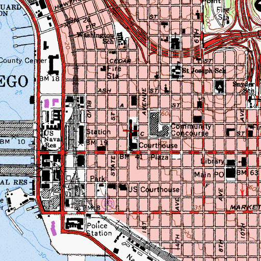 Topographic Map of San Diego Central Jail, CA