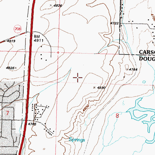 Topographic Map of Douglas County Sheriff Substation, NV