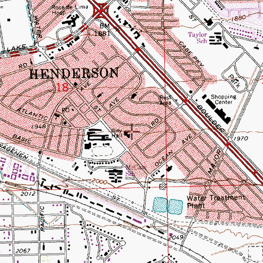 Topographic Map of Henderson Police Detention Center, NV