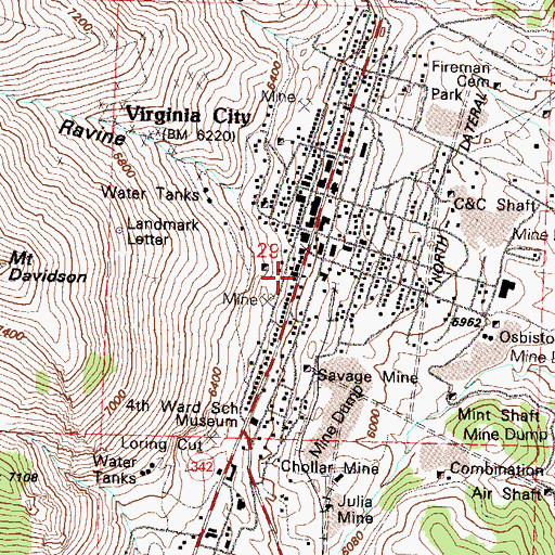 Topographic Map of Storey County Sheriff's Office, NV