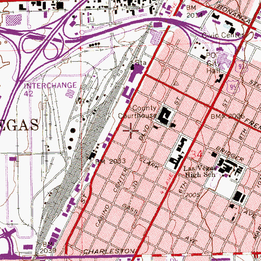 Topographic Map of Clark County Detention Center, NV