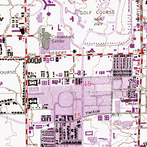 Topographic Map of Las Vegas Metropolitan Police Department Convention Center Area Command, NV