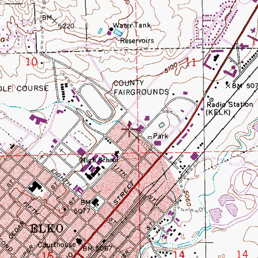 Topographic Map of Elko Police Department, NV