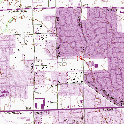 Topographic Map of Las Vegas Metropolitan Police Department - Southeast Area Command, NV