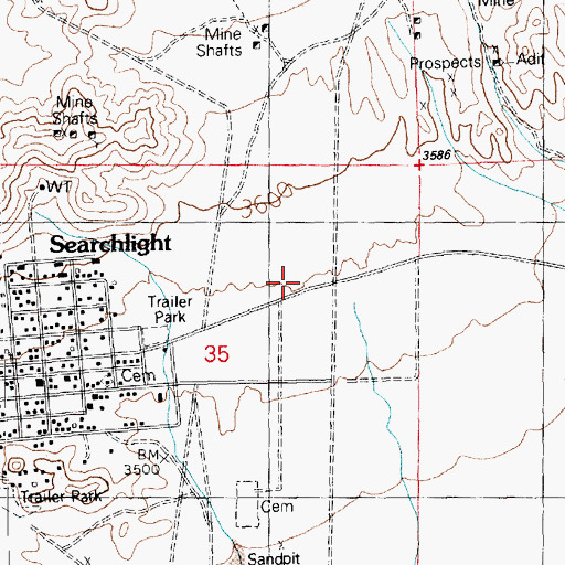 Topographic Map of Las Vegas Metropolitan Police Department Searchlight Substation, NV
