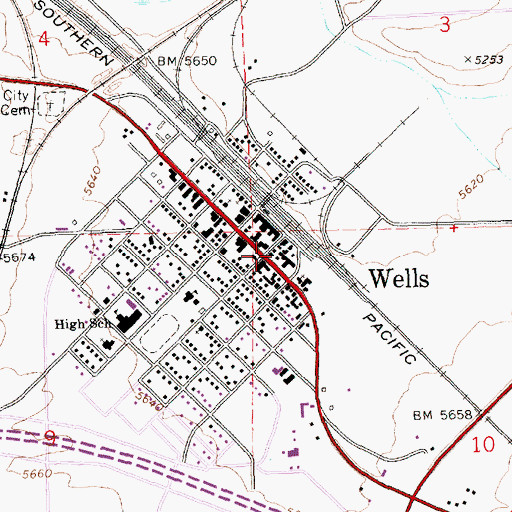 Topographic Map of Elko County Sheriff's Office - Wells Substation, NV