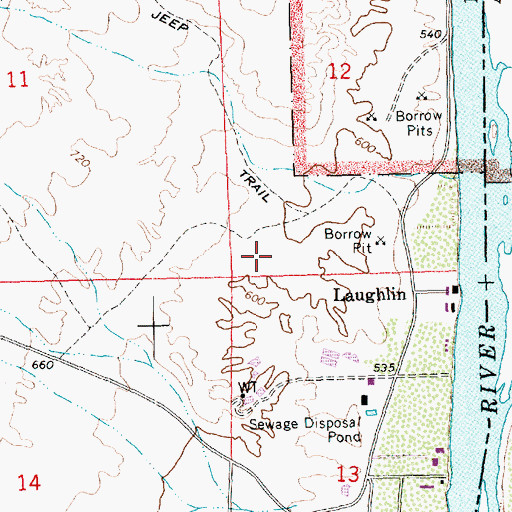 Topographic Map of Laughlin Police Department, NV