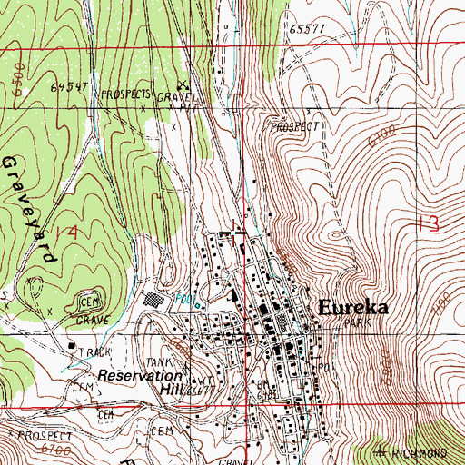 Topographic Map of Eureka County Justice Facility, NV