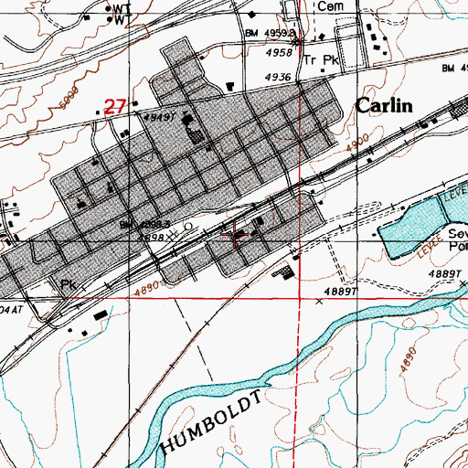 Topographic Map of Carlin Police Department, NV