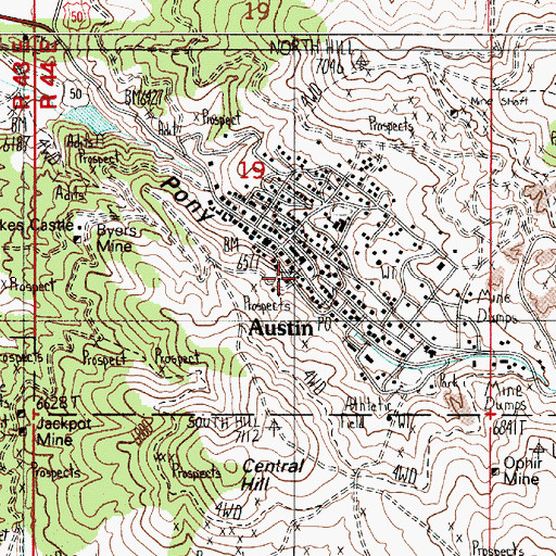Topographic Map of Nevada Highway Patrol Northern Command East Austin Substation, NV