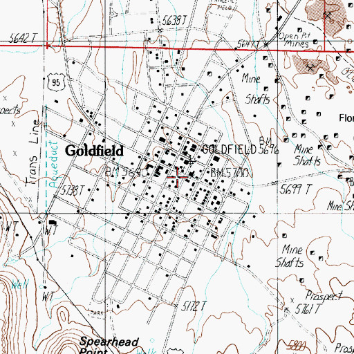 Topographic Map of Esmeralda County Sheriff's Office, NV