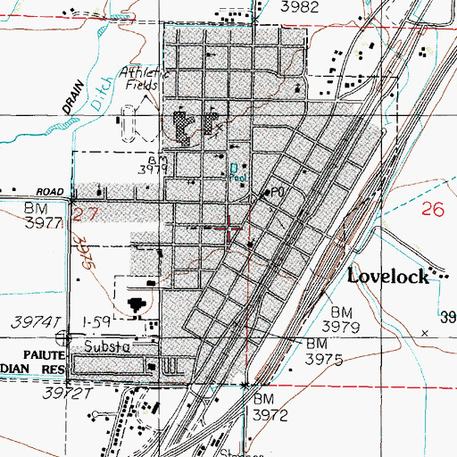 Topographic Map of Pershing County Sheriff's Office, NV