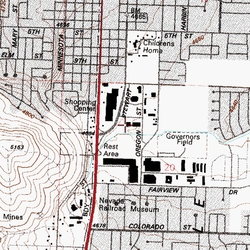 Topographic Map of Nevada Highway Patrol Headquarters, NV