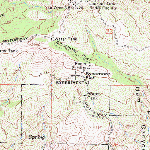 Topographic Map of Sycamore Flat, CA