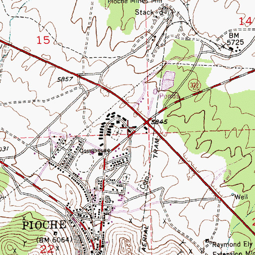 Topographic Map of Nevada Highway Patrol Southern Command Pioche Substation, NV